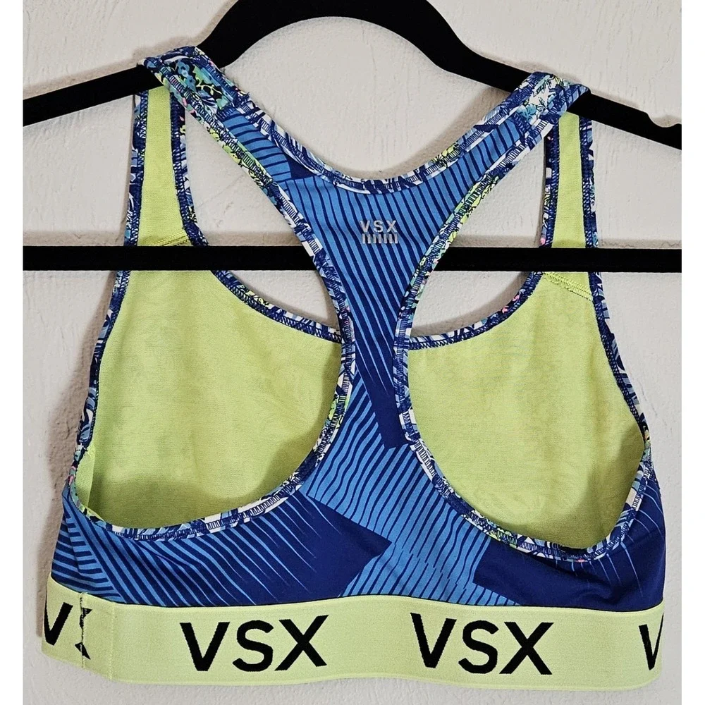 Victoria Secret Sport Sports Bra Womens Medium Blue Green Floral Active Wear Gym